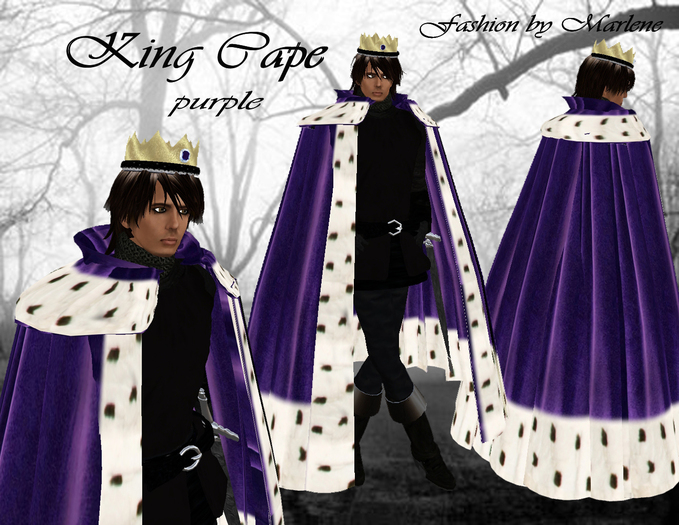 Second Life Marketplace *MG King Cape, purple, medieval king by Marlene